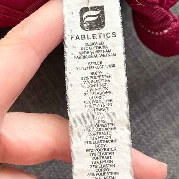 Fabletics Tammy Low Impact Sports Bar Women size S Faux Wrap Bralette Dark Pink - Picture 6 of 10